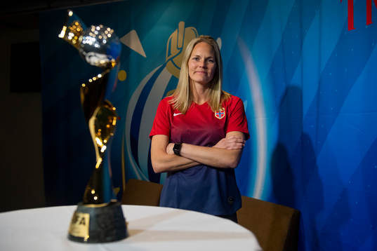 Ingrid Hjelmseth of Norway poses for a picture with  the