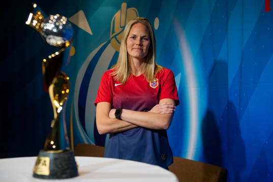 Ingrid Hjelmseth of Norway poses for a picture with  the