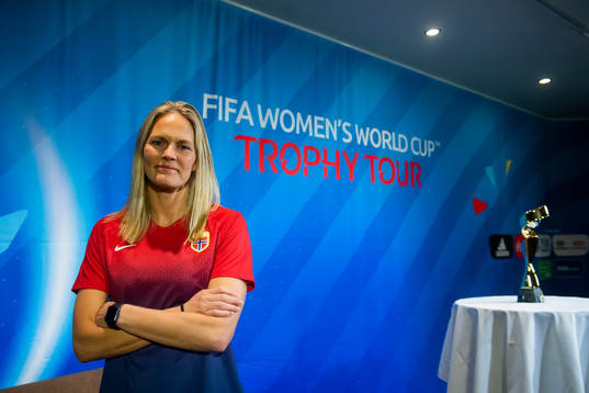 Ingrid Hjelmseth of Norway poses for a picture with  the