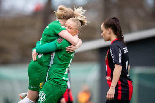 Hammarbys Emilia Larsson och Klara Folkesson jublar