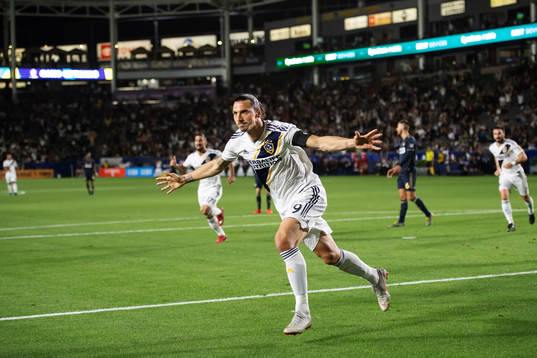 Zlatan Ibrahimovic of LA Galaxy celebrates