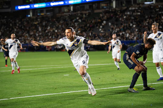 Zlatan Ibrahimovic of LA Galaxy celebrates