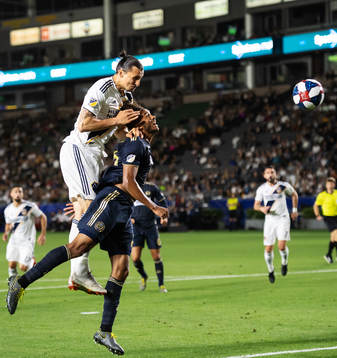 Zlatan Ibrahimovic of LA Galaxy scores 1-0 when in action
