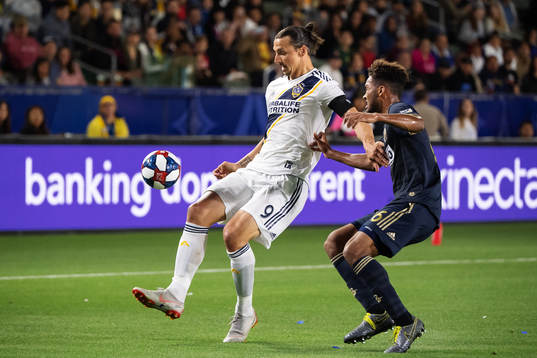 Zlatan Ibrahimovic of LA Galaxy and Auston Trusty of