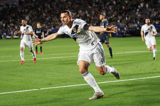 Zlatan Ibrahimovic of LA Galaxy celebrates