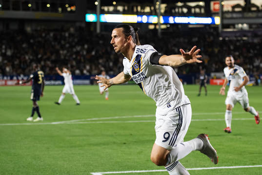 Zlatan Ibrahimovic of LA Galaxy celebrates