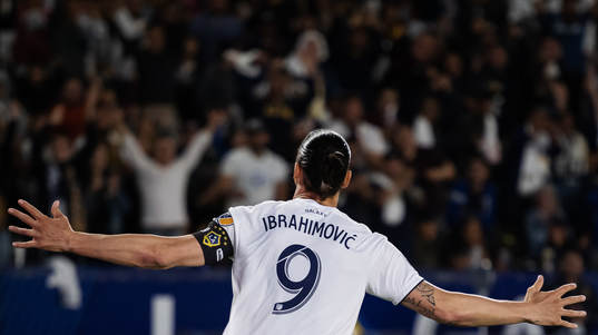 Zlatan Ibrahimovic of LA Galaxy celebrates
