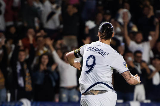 Zlatan Ibrahimovic of LA Galaxy celebrates