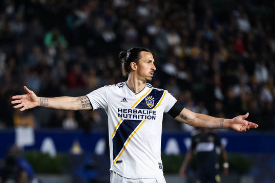 Zlatan Ibrahimovic of LA Galaxy reacts