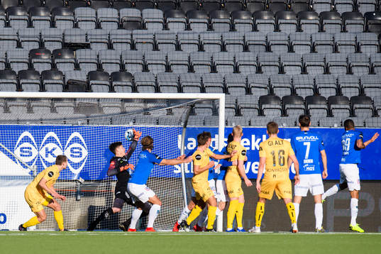 Ulrik Saltnes of Bodø/Glimt (not pictured) scores the 1-0