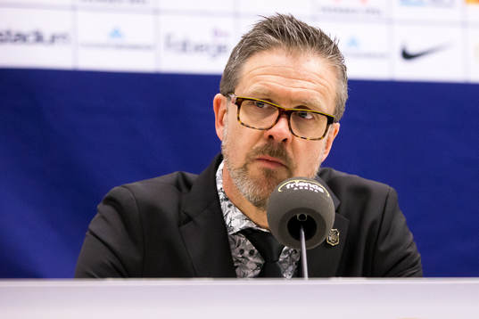 s tränare Rikard Norling på presskonferensen