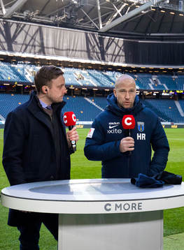 Cmores programledare Axel Pileby Sirius och tränare Henrik