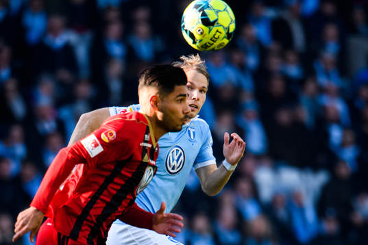 Malmö FFs Oscar Lewicki jagar Östersunds Hosam Aiesh