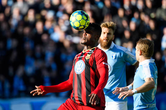 Östersunds Alhaji Gero mot Malmö FFs Rasmus Bengtsson och