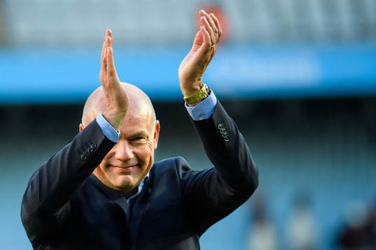 Malmö FFs tränare Uwe Rösler tackar publiken