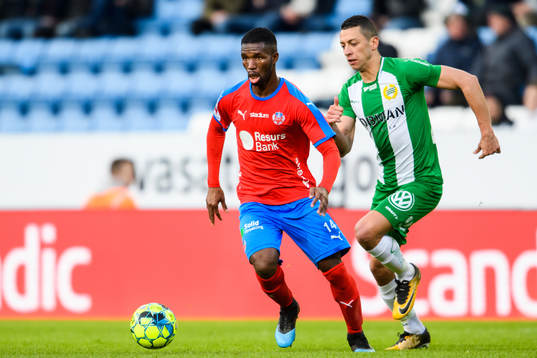 Helsingborgs Mohammed Abubakari och Hammarbys Nikola