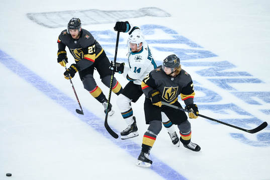 Shea Theodore and William Karlsson of Vegas Golden Knights