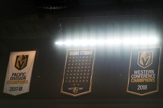 Banners showing Vegas Golden Knights being Pacific Division