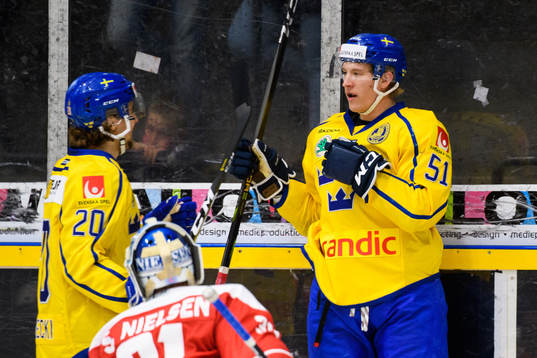 Emil Sylvegård of Sweden celebrates