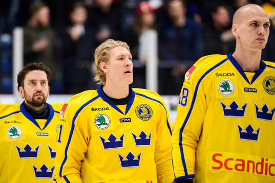 Goalkeeper Jhonas Enroth, Emil Sylvegård and Viktor