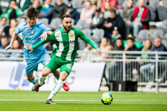 AFC Eskilstunas Wilhelm Loeper och Hammarbys Muamer Tankovic