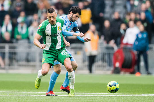 Hammarbys Nikola Djurdjic och AFC Eskilstunas Anel Rashkaj