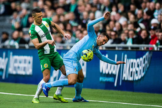 Hammarbys Nikola Djurdjic och AFC Eskilstunas Adnan Kojic