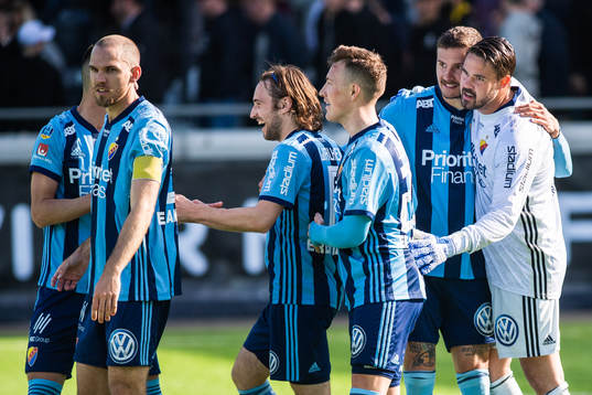 Djurgårdens Kevin Walker, Fredrik Ulvestad, Erik Berg och