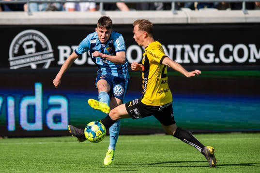 Djurgårdens Johan Andersson och Häckens Adam Andersson