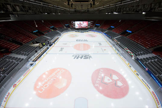 Scandinavium interiört innan final 1 i SM-slutspelet i