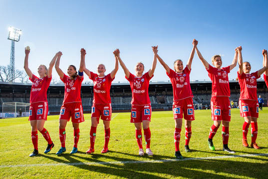 Linköpings spelare jublar med supportrar