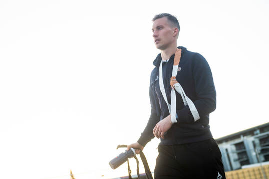 Juhu Markus Pirinen of Tromsø with an injury