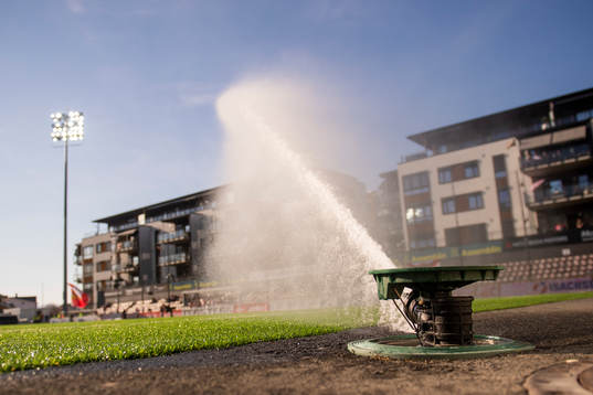 A water cannon at Consto Arena