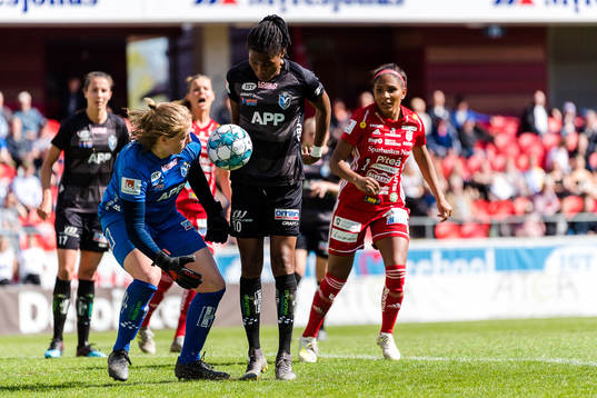 Växjös målvakt Moa Edrud och Ritah Kivumbi