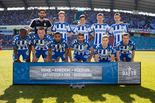 IFK Göteborgs startelva uppe fr.v. målvakt Giannis