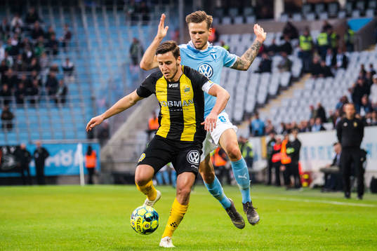 Hammarbys Jeppe Andersen och Malmö FFs Arnór Traustason