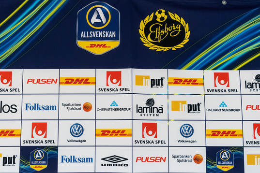 Backdrop i presskonferensen på Borås arena