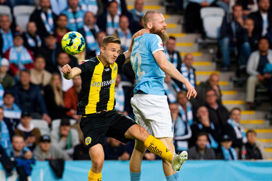 Hammarbys Mats Solheim och Malmö FFs Jo Inge Berget