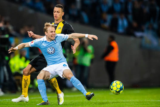 Hammarbys Nikola Djurdjic och Malmö FFs Oscar Lewicki