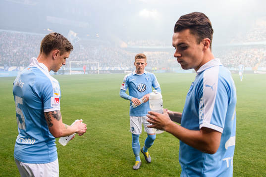 Malmö FFs Sören Rieks, Anders Christiansen och Andreas