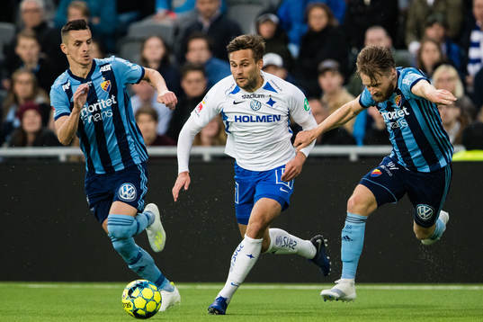 Djurgårdens Haris Radetinac och Jacob Une Larsson