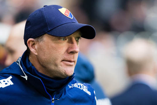 Djurgårdens tränare Kim Bergstrand innan fotbollsmatchen