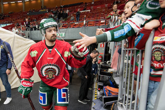 Frölundas Patrik Carlsson innan final 3 i SM-slutspelet i