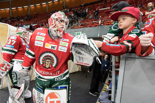 Frölundas målvakt Johan Mattsson innan final 3 i