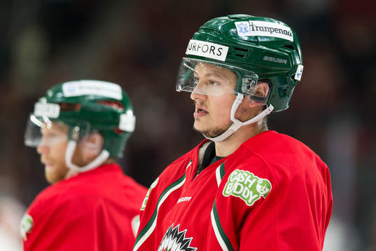 Frölundas Rhett Rakshani innan final 3 i SM-slutspelet i