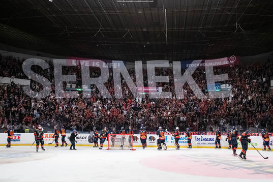 Djurgårdens spelare jublar mot suportrarna
