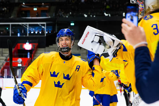 Philip Broberg of Sweden celebrates scoring 1-0 of Sweden