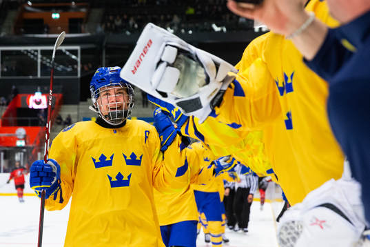 Alexander Holtz of Sweden celebrates