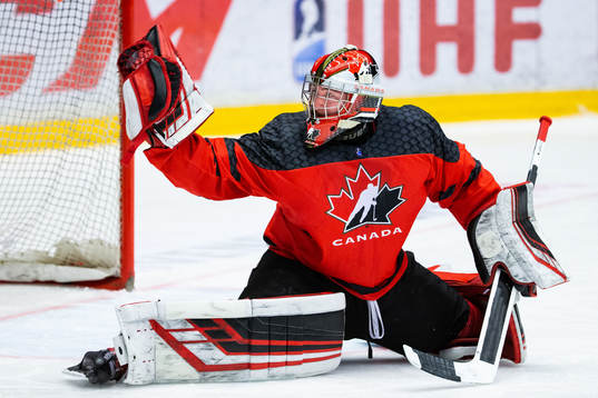 Taylor Gauthier of Canada with a save