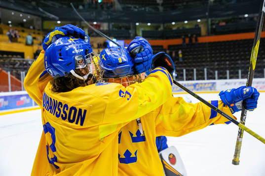 Philip Broberg and Ludvig Hedström of Sweden celebrating